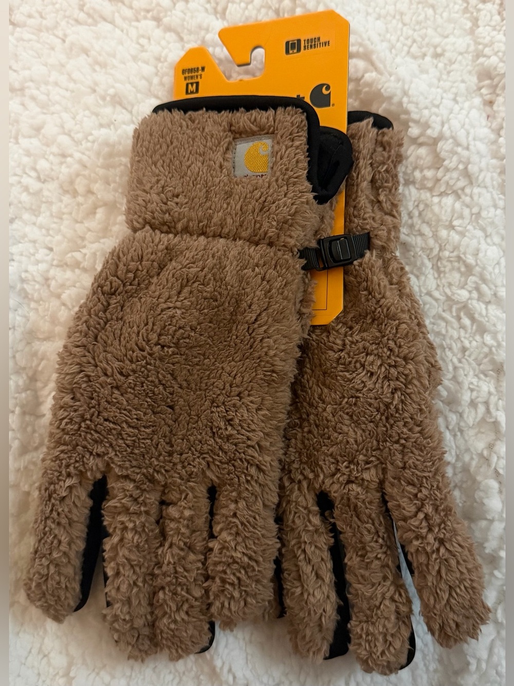 Carhartt Tan Sherpa Fleece Gloves with Black Trim